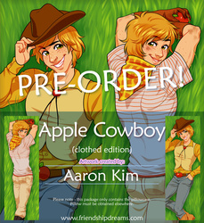 Size: 800x875 | Tagged: safe, artist:2ll2l, artist:aaron kim, braeburn, human, g4, apple, ass, belt buckle, bishonen, body pillow, body pillow design, butt, cowboy, cowboy hat, food, hat, humanized, male, neckerchief, pillowcase, smiling, solo