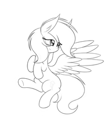 Size: 1400x1600 | Tagged: safe, artist:php66, rainbow dash, g4, lineart, monochrome, simple background, solo, white background
