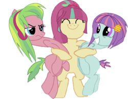 Size: 838x651 | Tagged: safe, artist:wooden--toaster, lemon zest, sour sweet, sunny flare, pony, equestria girls, g4, equestria girls ponified, ponified, simple background, transparent background, vector