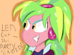 Size: 1024x768 | Tagged: safe, artist:mildockart, lemon zest, equestria girls, g4, my little pony equestria girls: friendship games, dialogue, female, grin, party, solo