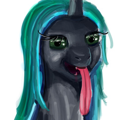 Size: 512x498 | Tagged: safe, artist:xbi, queen chrysalis, g4, adoracreepy, bust, creepy, cute, female, nightmare fuel, portrait, solo, tongue out