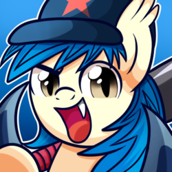 Size: 400x400 | Tagged: safe, artist:xwhitedreamsx, oc, oc only, oc:moonshot, bat pony, pony, baseball bat, baseball cap, cute little fangs, hat, portrait, pun, solo, visual pun