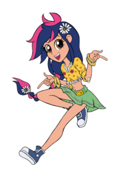 Size: 2071x2897 | Tagged: safe, artist:edcom02, artist:jmkplover, oc, oc only, oc:mayday parker sparkle, human, spiders and magic: rise of spider-mane, belly button, clothes, converse, crossover, flower, flower in hair, high res, humanized, male, offspring, parent:peter parker, parent:twilight sparkle, parents:spidertwi, shoes, simple background, sneakers, solo, spider-man, spiders and magic ii: eleven months, spiders and magic iii: days of friendship past, spiders and magic iv: the fall of spider-mane, transparent background