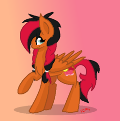 Size: 396x400 | Tagged: safe, artist:flutter-rays, oc, oc only, oc:crimson skies, pegasus, pony, hairband, offspring, solo