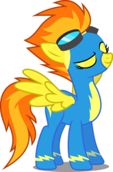 Size: 3000x4539 | Tagged: safe, artist:dashiesparkle, spitfire, pegasus, pony, g4, eyes closed, female, goggles, show accurate, simple background, solo, transparent background, vector, wonderbolts uniform