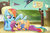 Size: 1200x800 | Tagged: safe, artist:redheadfly, rainbow dash, scootaloo, g4, bed, clothes, cutie mark, foalsitter, scootalove, shirt, the cmc's cutie marks