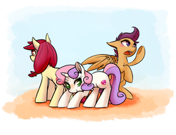 Size: 700x538 | Tagged: safe, artist:phyllismi, apple bloom, scootaloo, sweetie belle, g4, cutie mark, cutie mark crusaders, older, the cmc's cutie marks