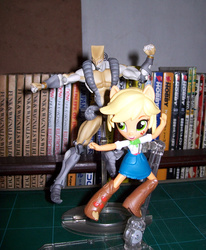 Size: 702x850 | Tagged: safe, applejack, equestria girls, g4, action figure, clothes, crossover, dio brando, doll, equestria girls minis, eqventures of the minis, jojo's bizarre adventure, skirt, stand, stardust crusaders, the world, toy, za warudo
