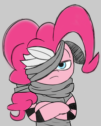 Size: 505x632 | Tagged: safe, artist:pink-dooples, pinkie pie, earth pony, pony, g4, badass, bipedal, female, ninja, solo