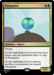 Size: 375x523 | Tagged: safe, edit, edited screencap, screencap, insect, parasprite, g4, swarm of the century, ambiguous gender, magic the gathering, solo, trading card edit