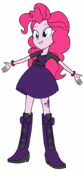 Size: 624x1280 | Tagged: safe, artist:blondenobody, artist:mewtwo-ex, fleur-de-lis, pinkie pie, equestria girls, g4, 3rd street saints, alternate clothes, boots, clothes, description is relevant, dress, female, high heel boots, high heels, long hair, saints row, simple background, skirt, solo, wristband