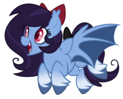 Size: 1941x1565 | Tagged: safe, artist:drawntildawn, oc, oc only, oc:ruby obscurity, bat pony, pony, bow, hair bow, solo