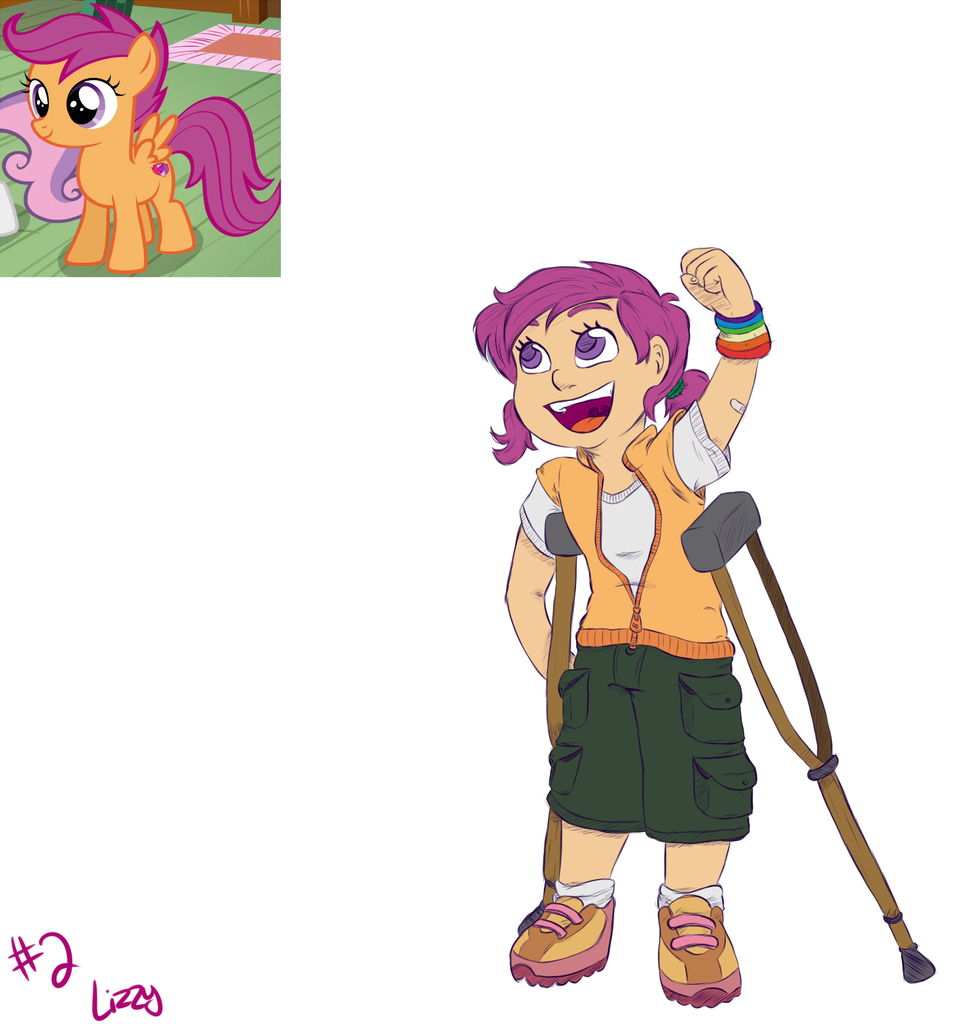 Safe Artist Smartblondessarcasm Scootaloo Human Crutches