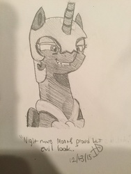 Size: 1024x1365 | Tagged: safe, artist:koolfrood, nightmare moon, g4, the cutie re-mark, female, solo, traditional art