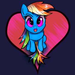 Size: 1200x1200 | Tagged: safe, artist:xbi, rainbow dash, pony, g4, cute, female, heart, heart mouth, looking at you, sitting, solo