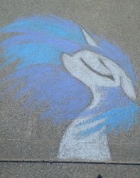 Size: 793x1008 | Tagged: safe, artist:mintshard, dj pon-3, vinyl scratch, g4, chalk, chalk drawing, portrait