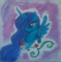 Size: 638x657 | Tagged: safe, artist:artismagick, princess luna, g4, crayon, female, portrait, solo, traditional art