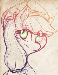 Size: 696x900 | Tagged: safe, artist:howlingvoice, applejack, g4, female, sketch, solo
