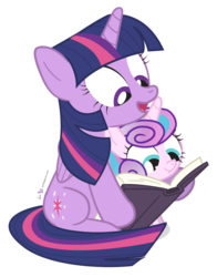 Size: 720x920 | Tagged: safe, artist:dm29, princess flurry heart, twilight sparkle, alicorn, pony, g4, the crystalling, aunt and niece, auntie twilight, book, cute, duo, female, flurrybetes, julian yeo is trying to murder us, mare, open mouth, reading, simple background, sitting, smiling, transparent background, twiabetes, twilight sparkle (alicorn), vector
