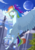 Size: 1817x2628 | Tagged: safe, artist:loukaina, rainbow dash, g4, city, cloud, female, flying, hoers, moon, solo