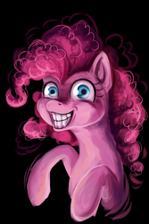 Size: 700x1050 | Tagged: safe, artist:bugiling, pinkie pie, g4, creepy, female, shaking, smiling, solo