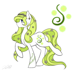 Size: 4047x3769 | Tagged: safe, artist:tsand106, oc, oc only, oc:daisy chain, cutie mark, floral head wreath, looking up, profile, raised hoof, simple background, solo, transparent background