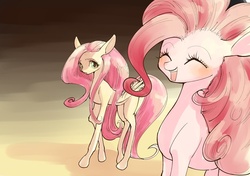 Size: 1023x721 | Tagged: safe, artist:unousaya, fluttershy, pinkie pie, earth pony, pegasus, pony, g4, duo, female, mare