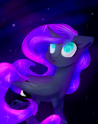 Size: 1691x2131 | Tagged: safe, artist:mp-printer, princess luna, g4, female, floppy ears, looking up, open mouth, solo