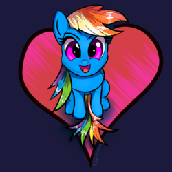 Size: 1200x1200 | Tagged: safe, artist:xbi, rainbow dash, pony, g4, cute, female, heart, looking at you, sitting, solo