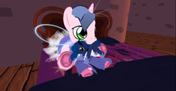 Size: 1368x706 | Tagged: safe, princess luna, oc, oc:rose, g4, 3d, avatar, bed, second life