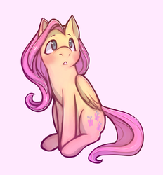 Size: 1568x1692 | Tagged: safe, artist:jovvian, fluttershy, g4, female, open mouth, simple background, sitting, solo