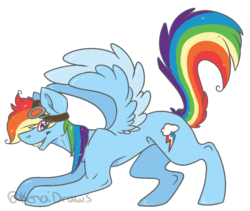 Size: 972x822 | Tagged: safe, artist:kenaidraws, rainbow dash, g4, female, goggles, grin, simple background, solo, spread wings, transparent background