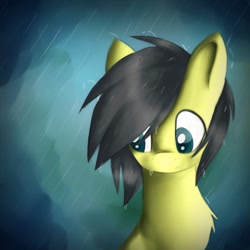 Size: 894x894 | Tagged: safe, artist:dbleki, oc, oc only, oc:wolfix, pony, depressed, lonely, rain, sad