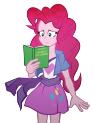 Size: 808x1032 | Tagged: safe, artist:pedantczepialski, pinkie pie, equestria girls, g4, alternate universe, book, clothes, equestria girls: the parody series, female, joe pesci, reading, simple background, skirt, solo, transparent background, vector