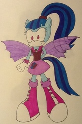 Size: 617x932 | Tagged: safe, artist:artking3000, sonata dusk, anthro, plantigrade anthro, equestria girls, g4, female, solo, sonic the hedgehog (series), sonicified, traditional art