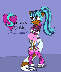 Size: 1272x1500 | Tagged: safe, artist:shonatabeata, sonata dusk, dog, anthro, plantigrade anthro, equestria girls, g4, dogified, female, solo, sonic the hedgehog (series), sonicified, species swap