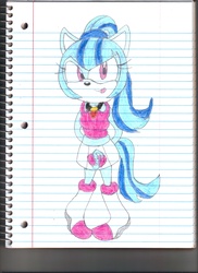 Size: 2550x3510 | Tagged: safe, artist:bluespeedsfan92, sonata dusk, anthro, plantigrade anthro, equestria girls, g4, female, high res, solo, sonic the hedgehog (series), sonicified, traditional art