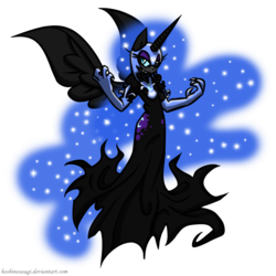 Size: 1000x1000 | Tagged: safe, artist:hoshinousagi, nightmare moon, anthro, g4, female, simple background, solo, sonic the hedgehog (series), sonicified, transparent background