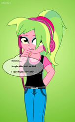 Size: 600x982 | Tagged: safe, artist:cbear624, lemon zest, equestria girls, g4, alternate hairstyle, clothes, cute, dialogue, female, ponytail, solo, tank top