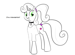 Size: 1024x753 | Tagged: safe, artist:cosmonaut, sweetie belle, g4, braces, clothes, female, lanky, older, ponytail, skinny, solo, teenager, thin