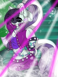 Size: 800x1051 | Tagged: safe, artist:flare_ebonpaw, coloratura, earth pony, anthro, semi-anthro, g4, arm hooves, breasts, busty coloratura, cleavage, clothes, countess coloratura, female, midriff, miniskirt, ponytail, skirt, solo, veil