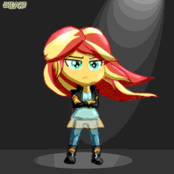 Size: 2000x2000 | Tagged: safe, artist:dieart77, sunset shimmer, equestria girls, g4, animated, chibi, female, high res, solo