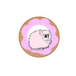 Size: 1200x1200 | Tagged: safe, artist:darelith, oc, oc only, oc:fluffle puff, bread, cute, donut, flufflebetes, food, happy, micro, ocbetes, open mouth, smiling, solo