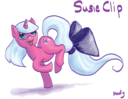 Size: 800x621 | Tagged: safe, artist:bro-hoof-galore, oc, oc only, oc:susie clip, solo, tail bow
