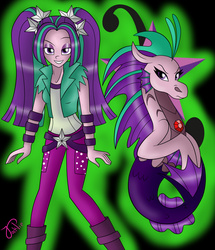 Size: 1455x1694 | Tagged: safe, artist:jack-pie, aria blaze, siren, equestria girls, g4, female, looking at you, self paradox, solo