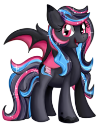 Size: 600x785 | Tagged: safe, artist:xbeautifuldreamerx, oc, oc only, oc:neon darksky, bat pony, pony, simple background, solo, transparent background