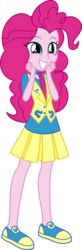 Size: 1788x5468 | Tagged: safe, artist:osipush, pinkie pie, equestria girls, g4, canterlot high, clothes, cute, excited, female, high res, inkscape, necktie, pleated skirt, school spirit, school uniform, shoes, simple background, skirt, smiling, sneakers, solo, transparent background, uniform, vector, vest, wondercolts