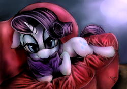 Size: 2000x1400 | Tagged: safe, artist:ferasor, rarity, g4, couch, female, pillow, prone, solo