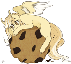 Size: 1024x920 | Tagged: safe, artist:bumblebeesandroses, oc, oc only, oc:chocolate chip, cookie, cute, food, solo