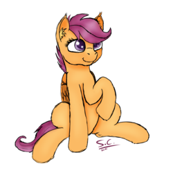 Size: 3000x3000 | Tagged: safe, artist:speed-chaser, scootaloo, pegasus, pony, g4, cute, cutealoo, female, filly, high res, simple background, sitting, smiling, solo, transparent background